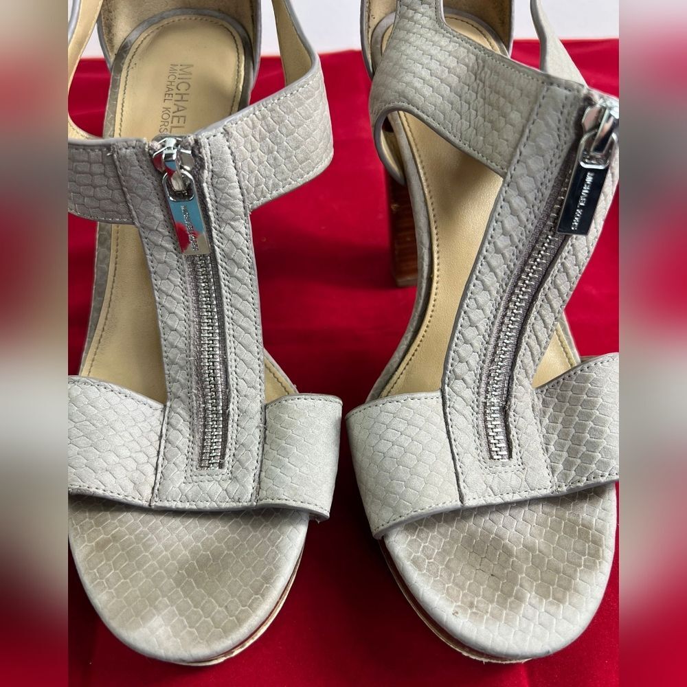 Michael Michael Kors Berkeley Snakeskin Leather T-Strap Platform Sandals, 8 - Picture 7 of 14